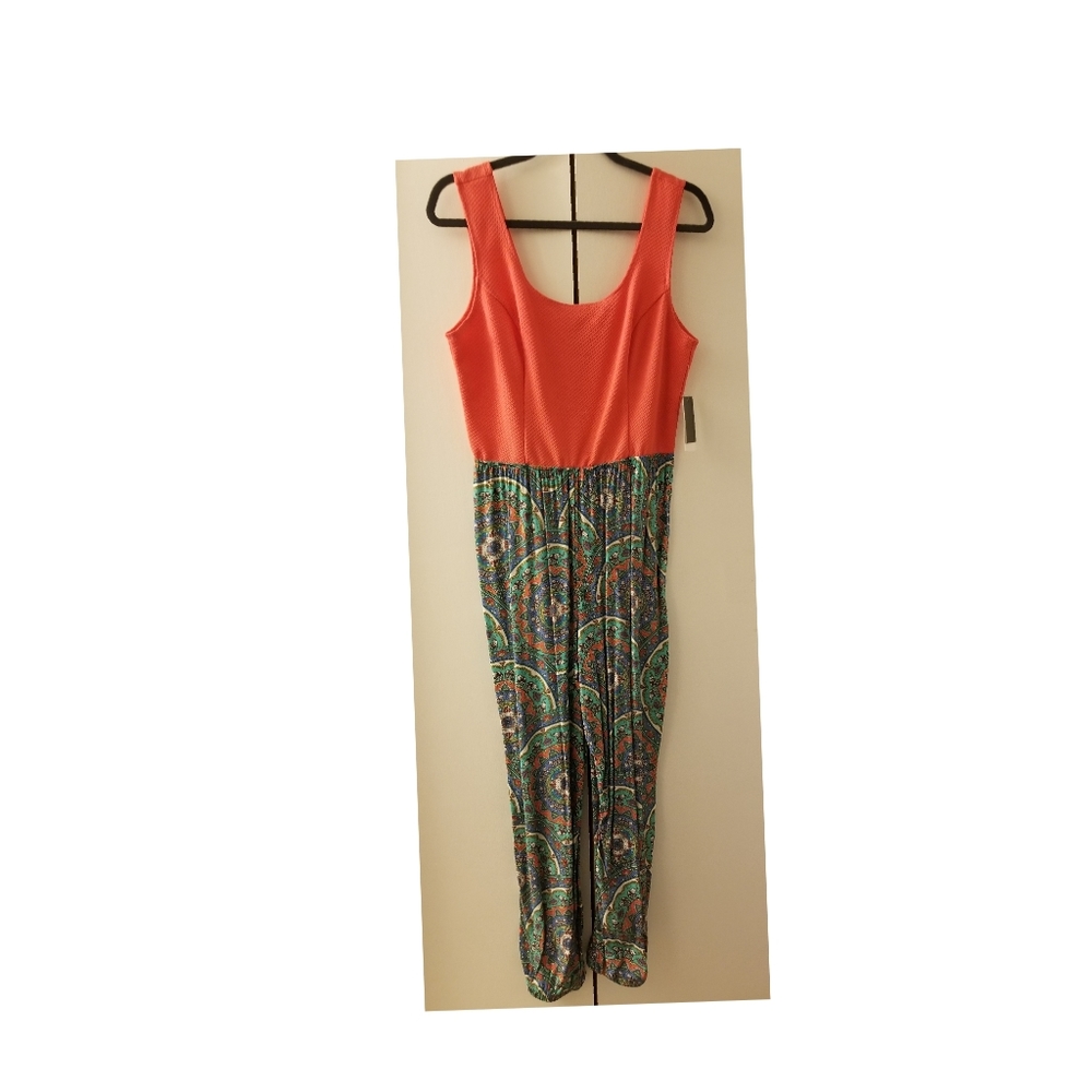 Stoosh aqua coral jumpsuit junior's size L
